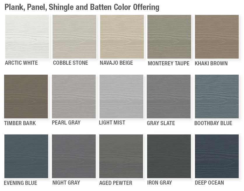 James Hardie Siding Color Chart Options